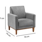 Poltrona Decorativa Cinza Em Veludo Louvre