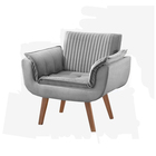 Poltrona Decorativa Cinza Em Veludo Nimes