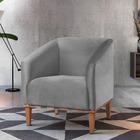 Poltrona Decorativa Cinza Em Veludo Wearstler