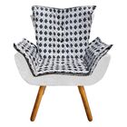 Poltrona Decorativa Clara Estampado Trama Azul D100 Com Suede