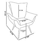 Poltrona Decorativa Clara Estampado Trama Azul D100 Com Suede