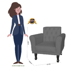 Poltrona Decorativa Classic Pés Luis Xv Suede Cinza - Ds Esto