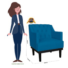 Poltrona Decorativa Clássica Base Em Madeira Suede Cores - Ds