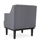 Poltrona Decorativa Clássica Com Base Madeira Suede Cinza - D