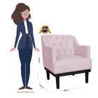 Poltrona Decorativa Clássica Com Base Madeira Suede Rosê - Ds