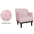 Poltrona Decorativa Clássica Com Base Madeira Suede Rosê - Ds
