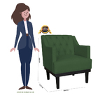 Poltrona Decorativa Clássica Com Base Madeira Suede Verde - D