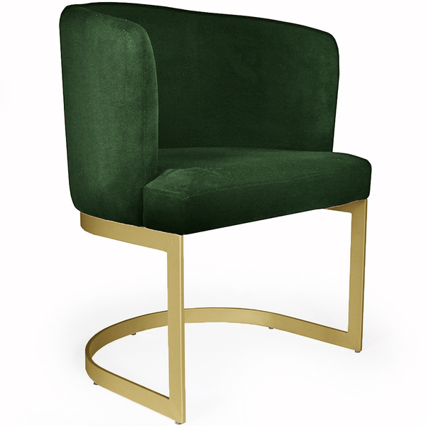Poltrona Decorativa Cléo Base Mustard Veludo Verde - Casaepol