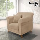 Poltrona Decorativa Com 1 Almofada Armstrong Suede Bege - Gra