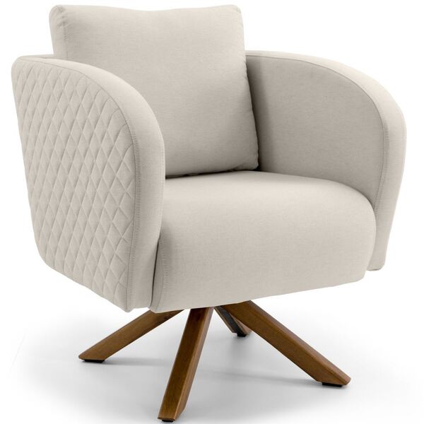 Poltrona Decorativa Com Base Giratória Dana Tressê Bege D02 R