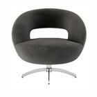 Poltrona Decorativa Com Base Giratória Em Alumínio Veludo Cin