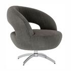Poltrona Decorativa Com Base Giratória Em Alumínio Veludo Cin