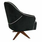 Poltrona Decorativa Com Base Giratória Em Madeira Veludo Verd