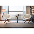 Poltrona Decorativa Com Base Giratória Em Veludo Cru Cetus