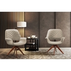 Poltrona Decorativa Com Base Giratória Em Veludo Cru Petrópol