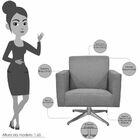 Poltrona Decorativa Com Base Giratória Para Sala De Estar Hel