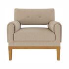 Poltrona Decorativa Com Base Reforçada De Madeira Em Linho Be