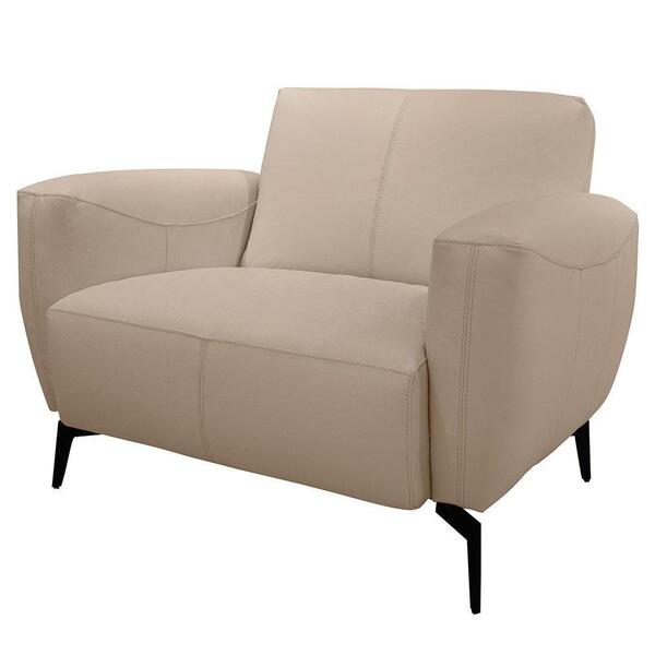 Poltrona Decorativa Com Braços Whitney T02 Couro Matte Nude