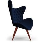Poltrona Decorativa Com Capitonê Big Egg Azul Marinho Base Fi
