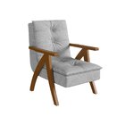 Poltrona Decorativa Com Encosto Alto E Braço De Madeira Ref 5