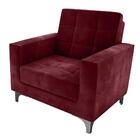 Poltrona Decorativa Com Pés De Alumínio Veludo Vermelho