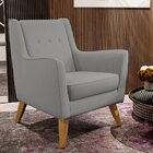 Poltrona Decorativa Com Pés De Madeira Taroba D02 Linho Cinza