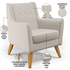 Poltrona Decorativa Com Pés De Madeira Taroba D02 Linho Cru C