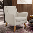 Poltrona Decorativa Com Pés De Madeira Taroba D02 Linho Cru C