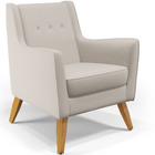 Poltrona Decorativa Com Pés De Madeira Taroba D02 Linho Cru C