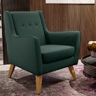 Poltrona Decorativa Com Pés De Madeira Taroba D02 Linho Verde