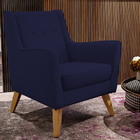 Poltrona Decorativa Com Pés De Madeira Taroba D02 Veludo Azul