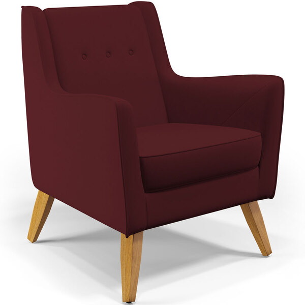 Poltrona Decorativa Com Pés De Madeira Taroba D02 Veludo Mars