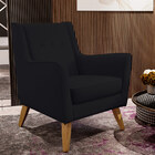 Poltrona Decorativa Com Pés De Madeira Taroba D02 Veludo Pret