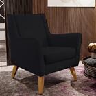 Poltrona Decorativa Com Pés De Madeira Taroba D02 Veludo Pret