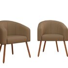 Poltrona Decorativa Com Pés Em Madeira Marselha Bege