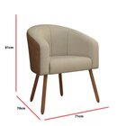 Poltrona Decorativa Com Pés Em Madeira Marselha Bege/marrom