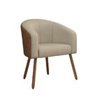 Poltrona Decorativa Com Pés Em Madeira Marselha Bege/marrom