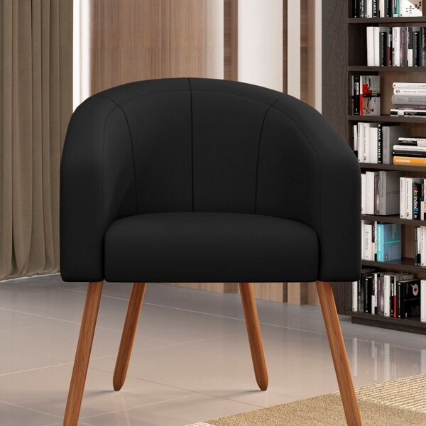 Poltrona Decorativa Com Pés Em Madeira Marselha Preto