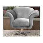 Poltrona Decorativa Com Pés Estrela Giratória Em Alumínio Tró