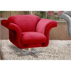 Poltrona Decorativa Com Pés Estrela Giratória Em Alumínio Tró