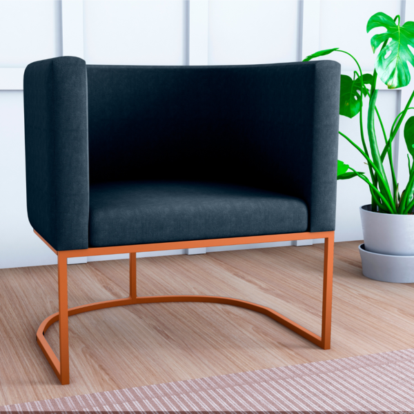 Poltrona Decorativa Com Pés Orion Suede Azul