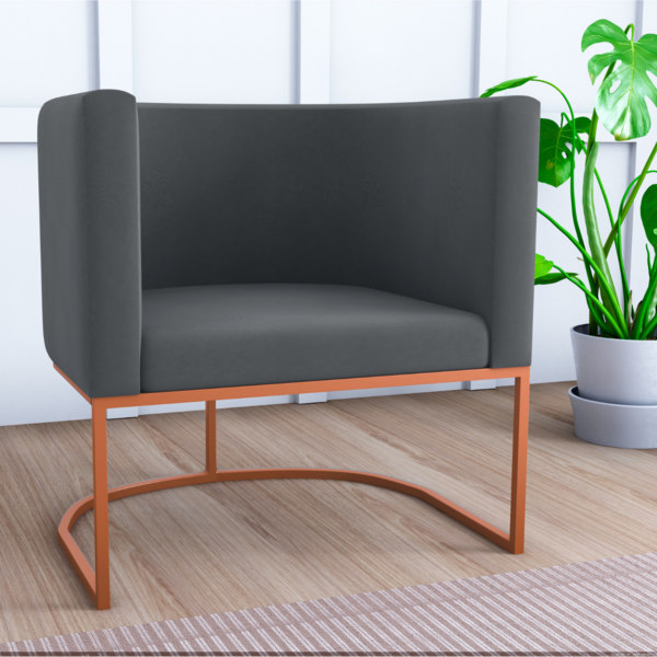 Poltrona Decorativa Com Pés Orion Veludo Maserati Cinza