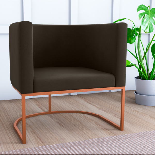 Poltrona Decorativa Com Pés Orion Veludo Maserati Marrom