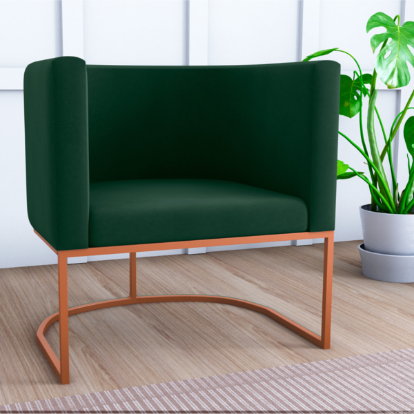 Poltrona Decorativa Com Pés Orion Veludo Maserati Verde