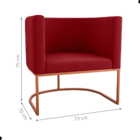 Poltrona Decorativa Com Pés Orion Veludo Maserati Vermelho