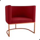 Poltrona Decorativa Com Pés Orion Veludo Maserati Vermelho