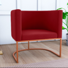 Poltrona Decorativa Com Pés Orion Veludo Maserati Vermelho