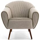 Poltrona Decorativa Com Pés Palito Nina D02 Tressê Bege Rústi