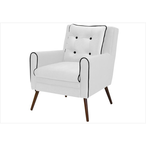 Poltrona Decorativa Com Pés Palitos Madri Corino Branco - Ibi