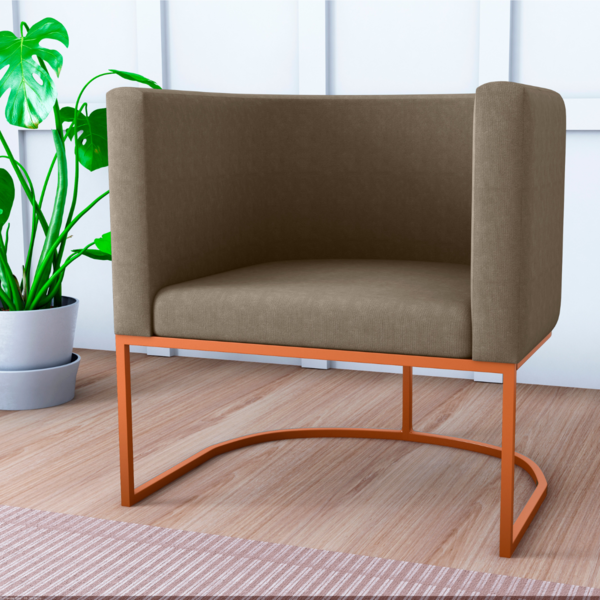 Poltrona Decorativa Com Pés Yauri Suede Cappuccino